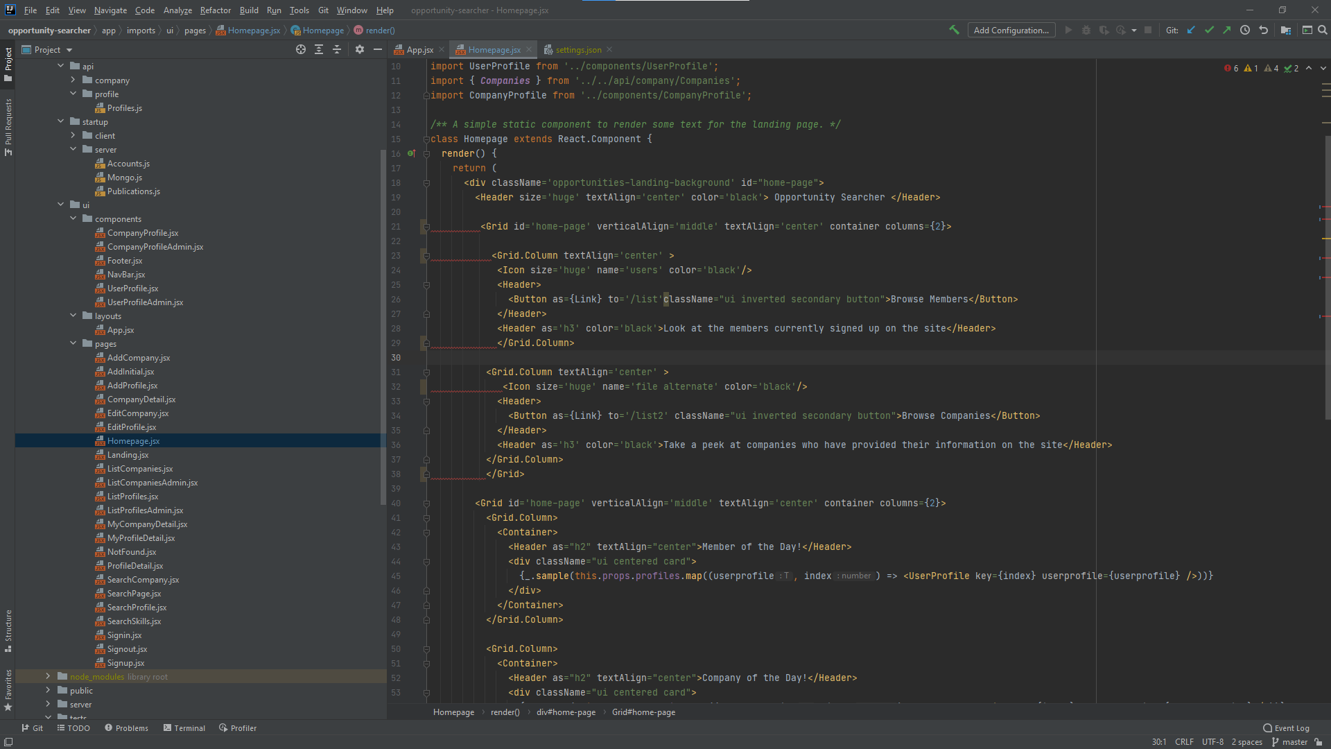 Opportunity Project IntelliJ Screenshot